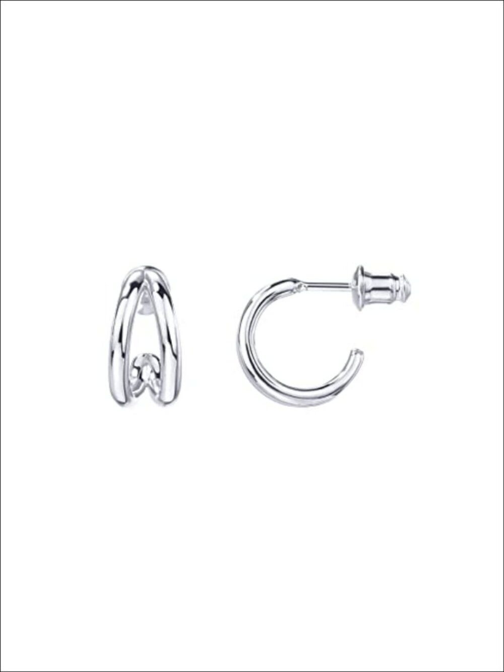 14K Gold Plated Split Huggie Hoop Earrings 925 Sterling Silver Posts